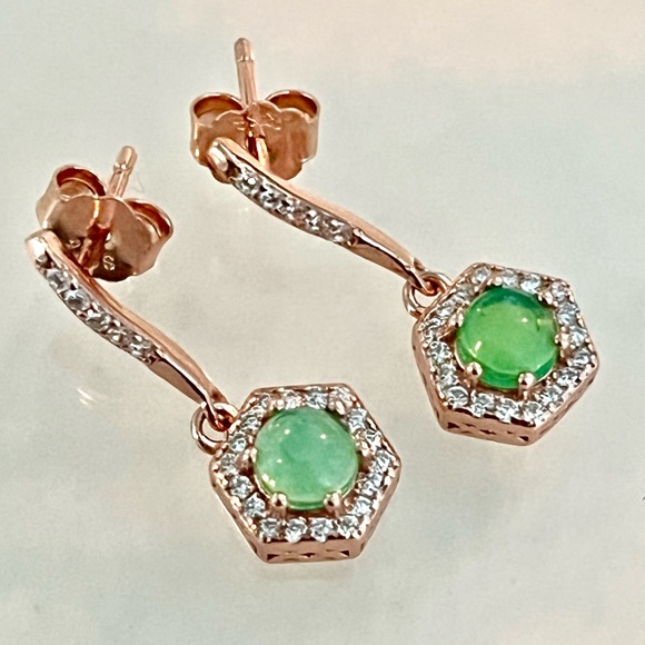 0.5ct Australian Jade 14KGP Earrings - Picture 2 of 4